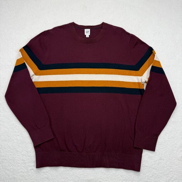 Gap Color Block Crewneck Sweater Cotton Plum Preppy Casual Academia Mens XXL NEW - Picture 5 of 11